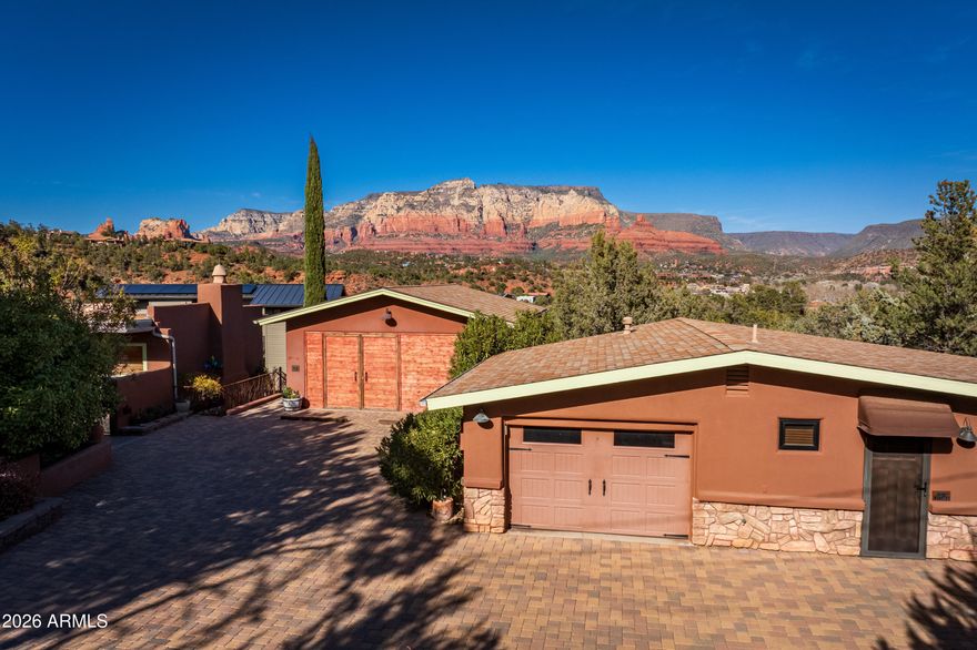 As recently featured in The Wall St Journal editorial, we are proud to present this rare opportunity to acquire Capricorn Hill, the Sedona estate hand-built by Max Ernst and Dorothea Tanning--a property that remains one of the most significant artist homes in the American Southwest.
The original main house, constructed by the artists themselves in the late 1940s, retains its authentic layout and creative spirit. The home offers - 2 bedrooms, 1.5 bathrooms - A grand living/dining room framed by sweeping red rock panoramas -Two fireplaces & handcrafted details throughout - Direct access to the Coconino National Forest, with a trailhead literally steps from the backyard.
This is the environment where Ernst created some of his most iconic pieces and Tanning maintained her studio.
(cont... Guest House - the 1-bedroom, 1-bathroom guest house features kitchenette and striking Wilson Mountain views, offering comfortable & licensed (w City of Sedona) STR accommodations for travelers, visiting artists & collectors. The additional Studio also captures the dramatic Wilson Mountain red rock vistas, making it an inspiring creative space. It has abundant natural light, and a serene sense of privacy--ideal for artists, writers, or scholars.
Set on roughly half an acre, Capricorn Hill is more than a residence--it's a living piece of surrealist history. The current stewards have operated the main house as a nonprofit center for tours and have carefully preserved the artistic integrity of the site. STR revenue for the 2 units licensed by the City of Sedona: 2024 - $92,099; 2025 - $79,501; Jan-March 2026 - $24,591 (main house not used for STR).