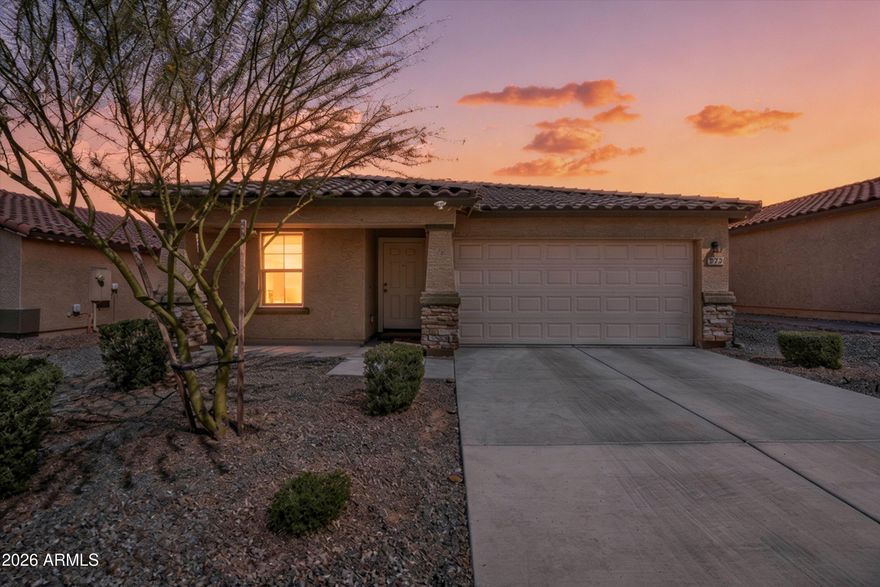 Welcome to the desirable Water Crest community in Benson! Built in 2023, this well-maintained single-story home offers 3 bedrooms, 2 bathrooms, and 1,290 square feet of comfortable living space. The open-concept floor plan features a spacious kitchen with granite counters, ample cabinetry, and a pantry overlooking the dining area and great room--perfect for everyday living and entertaining.
The primary suite includes a walk-in closet, dual vanities, and a walk-in shower. Two additional bedrooms provide flexibility for guests, family, or a home office. Enjoy low-maintenance desert landscaping, a covered patio, and a two-car garage.
Conveniently located near schools, shopping, dining, and medical facilities with easy access to I-10. A great opportunity to own a newer home in Benson at an affordable price.