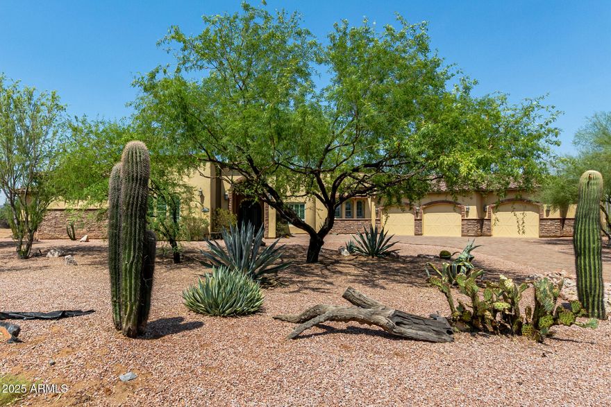 Stunning 7+-acre estate in Rio Verde Foothills featuring a 4,200 sq ft custom home, guest casita, spa, outdoor fireplace, and rooftop deck with panoramic mountain views. Cleared, flat, and ready for your dream ranch—no HOA and zoned for horses. Plenty of room for arena, RV garage, or barn. Enjoy privacy, dark skies, and nearby Tonto National Forest trails—all just minutes from Scottsdale. The perfect blend of luxury, land, and lifestyle! 2 New Trane A/C's
Additional parcel #'s-219-38-008-N, 219-38-008-E Relax & unwind in the primary bedroom w/plush carpet, a 2nd fireplace, direct outdoor access, a walk-in closet, and a lavish ensuite w/dual sinks & a jetted tub. You'll also find a stylish wet bar and a sizeable den w/double doors, ideal for an office. Don't forget about the lovely inner courtyard, boasting 3rd and final fireplace! Also including a charming covered patio, rooftop deck, and a refreshing hot tub, this home has it all! Act now before it's gone!