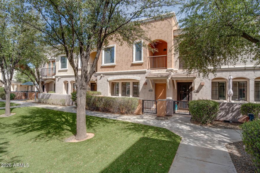 This newly updated spacious, 3 bedroom,2.5 bath townhome exudes luxury and convenience. The main floor features beautiful wood look LVP flooring, a bright open kitchen, and a desirable open floorplan. Upstairs bedrooms are spacious. Primary Suite has a large walk-in closet & an en-suite bath with shower & separate tub.  Patio seating area located at the front of the home overlooking the pool & spa. Other features of this home include a two-car garage with new epoxy floor and an electric car charger. Direct home access into main level thru garage, smart home thermostats, and shutters throughout. Located between North and South Scottsdale near Loop 101 & SR51, walking distance to premier shopping, dining, movie theaters, top-rated schools - everything Scottsdale has to offer is minutes awa