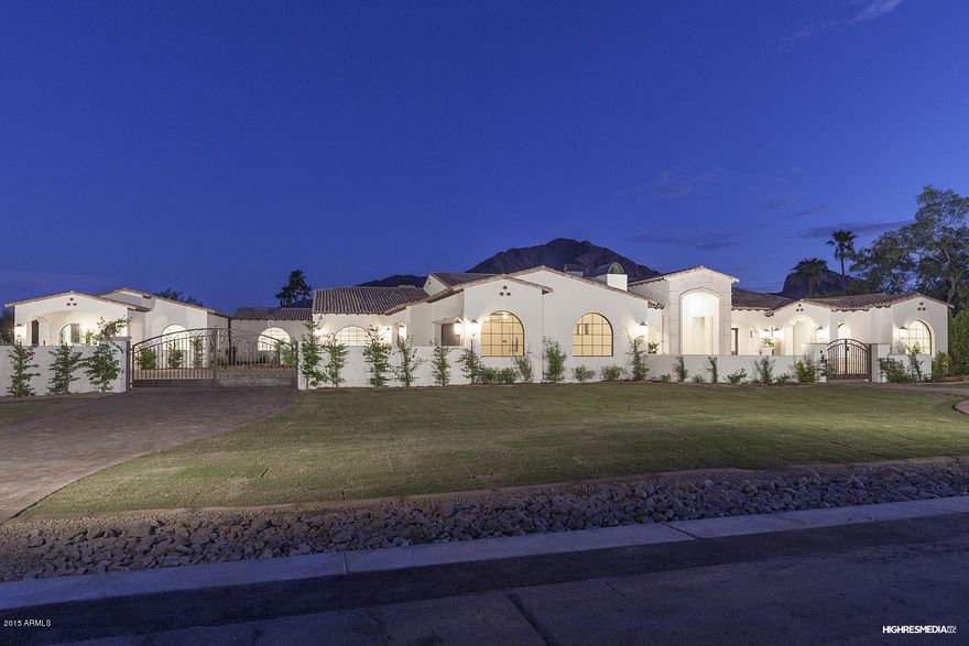 BEAUTIFUL BRAND NEW BUILD, BREATHTAKING MOUNTAIN VIEWS FROM ALL WINDOWS LOCATED ON 1.11 ACRES  IN PARADISE VALLEYS MOST DESIRABLE LOCATION, THE LOT ALONE WAS ONE MIL. DOLLARS AND WORTH EVERY CENT GIVEN THE LOCATION AND VIEWS. HIGH END FINISHES THROUGHOUT WILL DELIGHT YOU. SEPARATE GUEST HOUSE, MAIN HOME HAS 5 FULL BDRMS. ENSUITE, SEPARATE OFFICE, FORMAL LIVING ROOM AND DINING ROOM, BUTLER PANTY, FABULOUS LAUNDRY WITH LOCKERS, FORMAL POWDER, HUGE FAMILY ROOM OPEN TO THE KITCHEN, ENORMOUS FRONT AND BACK ENTERTAINING PATIO'S WITH FIREPLACES, BBQ AREA. LUXURIOUS SPLIT MASTER WING. ALL OF THIS PLUS A SEPARATE AND ADDITIONAL ATTACHED CASITA MAKE THIS VERSATILE GATED ESTATE. LUSHLY LANDSCAPED, POOL AND SEPARATE RAMADA. THE LAST HOME THIS BUILDER FINISHED SOLD IN 2 WEEKS DON'T DELAY!!