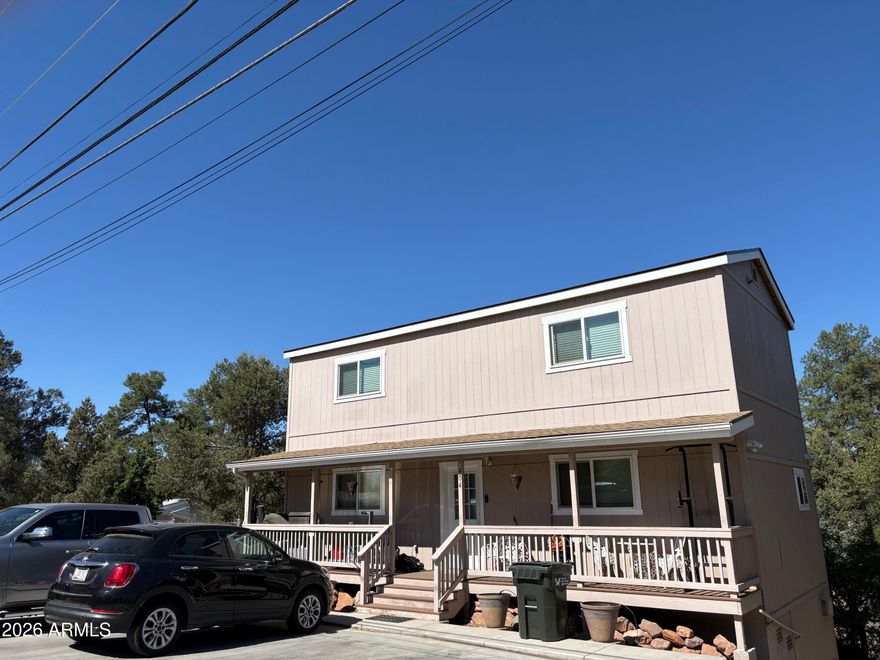 features on this beautiful yet affordable newer home right in the center of town. 4 BR / 3 1/2 BA. 2 Master BR's. Custom paint and cabinets. Upgraded GE slate appliances. Trex decking. Energy efficient. Quiet yet close to everything.
Walkout basement has 1BR a 1BA and is a separate guest quarters.(rental making good money) Paved parking and RV hookup and Storage. Main home is also currently rented with month to month tenants. Creat your own split floor plan home with room for everyone or own your investment property here in the cool Payson area.