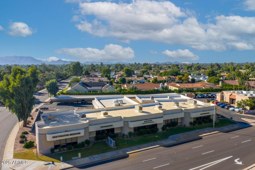 100% Leased Small Multi-Tenant Office/Medical Building
Signage Opportunity Fronting Hayden Road
Relaxing and Enclosed Courtyard
Zoning: C-O, City of Scottsdale
Year Built: 1980 (Renovated in 2002)
Parking: ±5/1,000 SF with ±45 Surface and ±30 Covered
Parking Spaces
Easy Access to Loop 101 Off Hayden & Shea
Close Proximity to: The Gateview Park Shopping Center,
McCormick Stillman Railroad Park, McDowell Sonoran
Preserve, Scottsdale Country Club, Indian Bend
Wash/Greenbelt
Limited common areas to Maintain - Majority Exterior Loaded
Units This exceptional value-add property features a dynamic mix
of medical and professional office tenants across nine (9)
versatile suites ranging from ±971 to ±2,308 SF. More than
half the suites boast prominent exposure along N. Hayden
Road, offering excellent visibility in a high-traffic corridor.
The property is 100% leased and includes a flexible landlord
termination clause offering a potential owner/user
opportunity. 

All information furnished is from sources deemed reliable. No representation is made as to the accuracy thereof and it is submitted subject to errors, omissions, changes, or withdrawal
without notice and to any special listings conditions, including the rate and manner of payment  for particular offerings imposed by principals or agreed to by the
company, the terms of which are available to interested principals or brokers. All dimensions are approximate. Owner and/or Broker make no representations expressed or implied as to
the accuracy of floor plan/site plan dimensions.