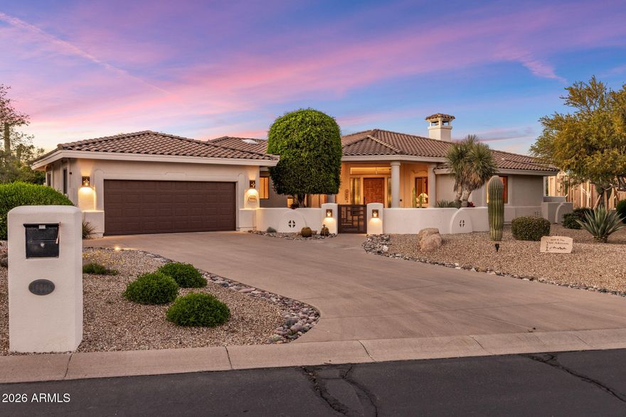TURNKEY AND REDUCED! Nestled within the gated golf community of Tonto Verde, this beautifully maintained home is situated on a generous NE facing lot on Hole 9 of the Ranch Course.  You'll love the serene desert, golf and mountain backdrop.  The home features a thoughtfully designed split layout with 3 bedrooms, 2.5 bathrooms, and versatile den with built-in Murphy bed. A spacious great room anchors the open floor plan with cozy fireplace and dining area/Wet Bar. Double sliding door and floor to ceiling windows frame the scenic views. The inviting kitchen is designed for both everyday living and entertaining with island, granite countertops, double ovens, microwave and bar seating.  A cozy Breakfast Room with patio access provides beautiful views as you enjoy your morning coffee. Enjoy Arizona living year-round on the wraparound covered patio, ideal for relaxing and entertaining.  A staircase leads to the rooftop view deck where you'll enjoy perfect Arizona sunsets, elevated golf and mountain views and endless nightly stargazing.  Offered turnkey for a seamless move-in experience, this home includes furnishings and even a golf cart-perfect for a ride to the clubhouse for lunch, dinner or a day by the pool, taking in all that this wonderful community has to offer. Residents also enjoy access to new amenities, including pickleball courts and a dog park, making this a great full-time or seasonal lifestyle.