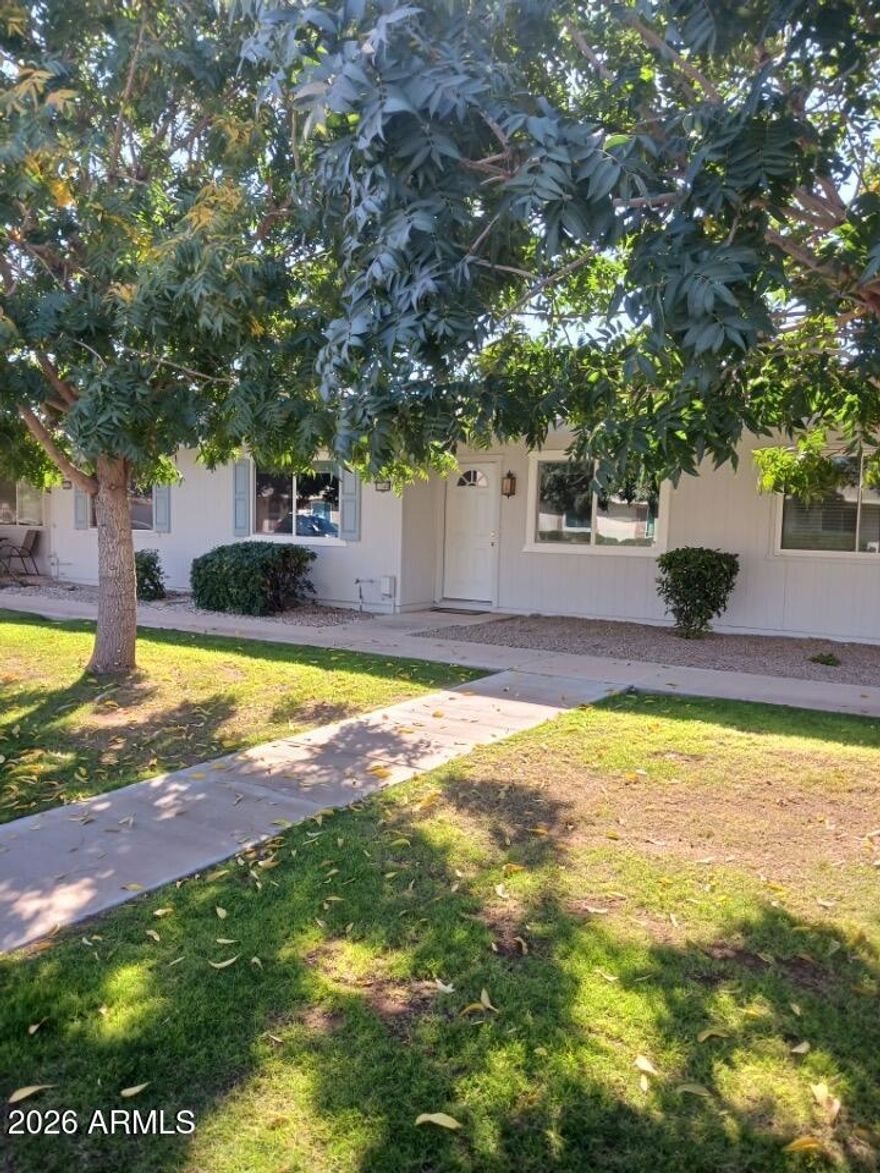 Check out this charming patio home in the sought-after Sun City! Inside, you'll find bright living areas perfect for entertaining and relaxation, with carpet and tile throughout, including a well-appointed kitchen with spacious cabinets, plenty of counter space, essential appliances, and a breakfast nook. The Arizona room is perfect for casual dining, entertaining family and friends, or a hobby area. Ideal for those seeking easy-maintenance and comfortable everyday living, this home features 1 bedroom and 1 bathroom. Enjoy your morning brew and peaceful evenings on the patio, and don't forget to visit the community's pool, clubhouse, and spa for fun times! Welcome home!
