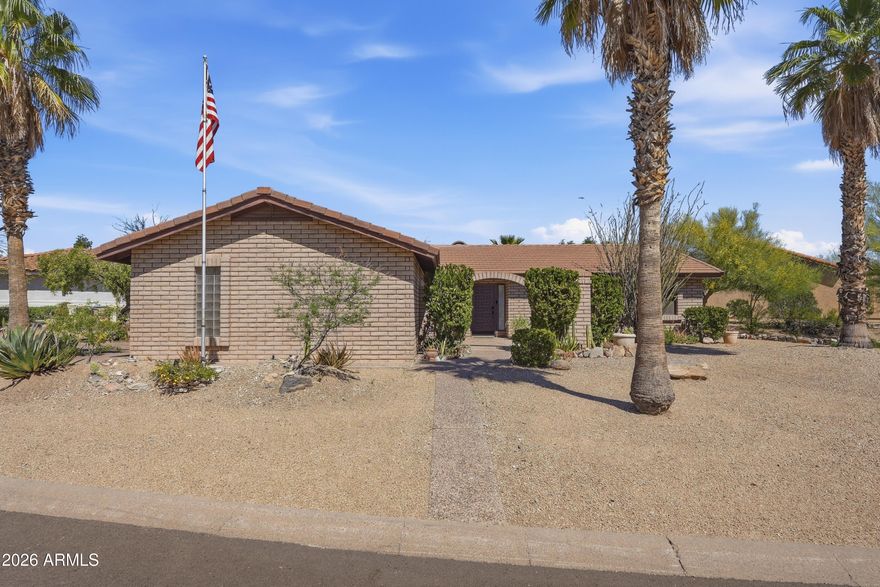Great location just minutes from Fountain Hills schools, parks, and golf courses. This 4-bedroom, 3-bathroom home includes a newly added and fully permitted primary bedroom. Located in Golden Eagle Estates in a quiet neighborhood on a cul-de-sac, the home features a newer HVAC system, granite countertops, stainless steel appliances, large tile flooring throughout, and a spacious great room with a stone / wood burning fireplace. The backyard includes established landscaping and a separate / private outdoor room suitable for use as a home office or workout space. This is one of the best values for buyers seeking a single-family home in Fountain Hills! Must See.