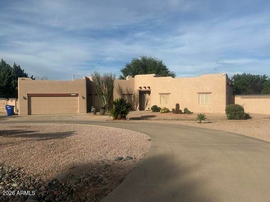 Custom built Southwestern home 2024 newly installed cooling and heating system 3 bedroom + Den and or formal dining room space.
 2.50 bathrooms Beehive gas fireplace in Livingroom Upgraded remodeled eat in kitchen knotty Alder pull out cabinets' granite stainless steel appliances dual gas/electric range wine bar counter. Large laundry room with half bath and utility sink. Covered back patio. Pebble tec swimming pool. RV gate and pad. Fruit trees mountain views. Makes this a must see!!!
New paint inside and out.