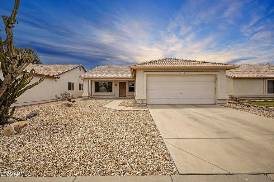 A great house for a fantastic price. This one is a must see. Huge bonus, the entire roof underlayment was replaced in around 2018. This one has it all, soaring cathedral ceilings, open floor plan and lots of natural light.  The back yard is a perfect canvas with an oversized covered patio complete with recessed lighting. The block wall fence is even finished in stucco, a finishing touch often seen in high end homes.