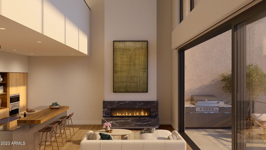 This unique loft style home features 20' ceilings in the living area with spacious indoor/outdoor living and a lower garden/yard. This home is exceptional with its soaring ceilings and phenomenal views of Camelback Mountain. Featuring 1 bedroom, 2 full baths, a den and 2 reserved parking spaces. Tucked at the base of Camelback Mountain, Ascent is a new, private gated residential enclave adjacent to The Phoenician Resort - one of Arizona's premier luxury resorts. Home designs feature contemporary architecture integrating warm, natural materials, expansive windows, stacking door systems opening to a large outdoor patio with fire feature and BBQ Thoughtfully designed by Nelsen Architects and Vallone Interior Design. Luxury finishes include exquisite Bulthaup Kitchens, hardwood floors, .....