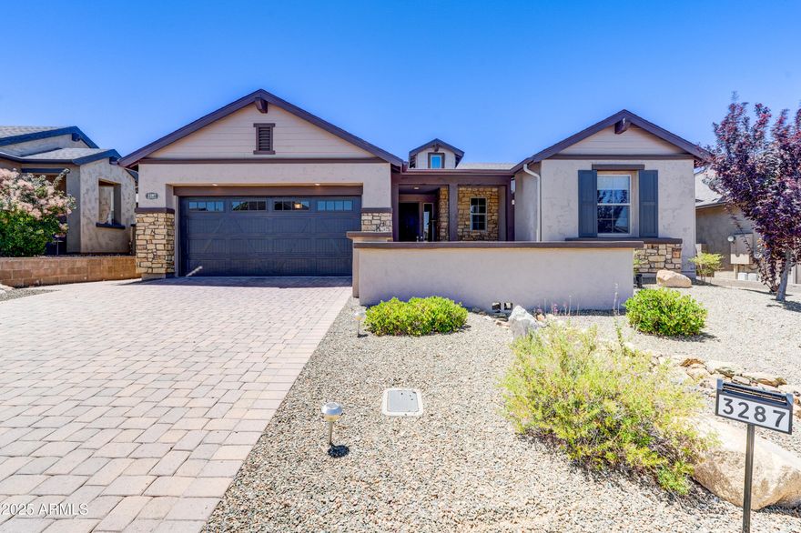 Welcome to this beautifully maintained, one-owner home with a spacious 3-car tandem garage that is perfect for extra storage, a workshop, or parking your ''toys''.     Built in 2017, New Roof 2021, this energy efficient home has an open concept floorplan that features a well appointed kitchen with all appliances conveying, making your move-in a breeze!  The beautifully landscaped backyard offers a peaceful retreat ideal for relaxing or entertaining.  Enjoy access to the exclusive Granite Dells Estates clubhouse that features pickleball, fully equipped fitness center, pool and spa.  Conveniently located close to Prescott and Prescott Valley!
