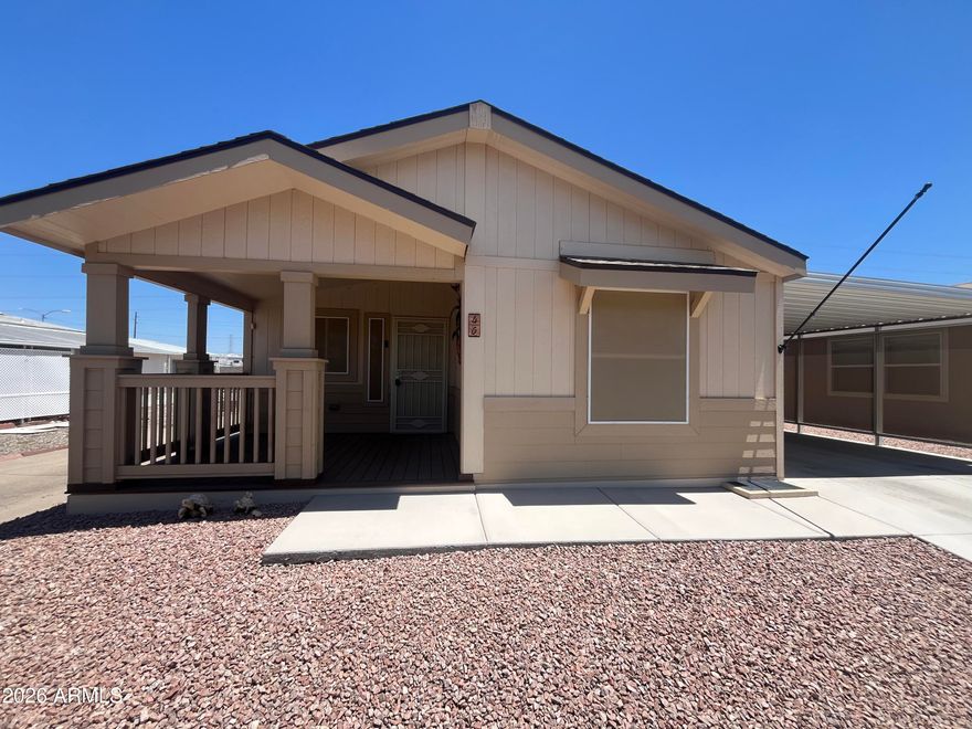 STEP INSIDE THIS NEWER HOME! Move In ready! With tasteful fixtures, recessed lighting, extra long carport, Large Storage shed, fenced back yard, and new roof done in 2023! Located In the 55+Community of Rose Garden , With Tons of amenities! Pickleball, 2DOG parks with agility equipment, Work out facility, Sauna,Spa, Pool, and tons of activities! and MUCH MUCH MORE!
