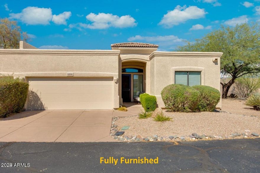 Welcome to your perfect retirement retreat -- priced to sell and move-in ready! This amazing fully furnished townhome is nestled in the desirable 55+ Rio Verde Country Club community, offering an active lifestyle within a truly peaceful setting.
Inside you'll find a huge living room/family room, two bedrooms and a spacious kitchen that flows seamlessly into the breakfast/dining room. The open and inviting floor plan makes this home as comfortable as it is beautiful. Step outside to an inviting covered patio. 
Easy walking distance to all the amenities of the community center and clubhouse, and just steps from the Rio Verde Country Store, Church, and Post Office. With everything you need close by, every day feels like a vacation.
Offered fully furnished with a 2-car garage and low-maintenance living -- this home is completely move-in ready. With the beautiful surroundings and an active, vibrant community, this is the place to be! Come enjoy the Verdes!