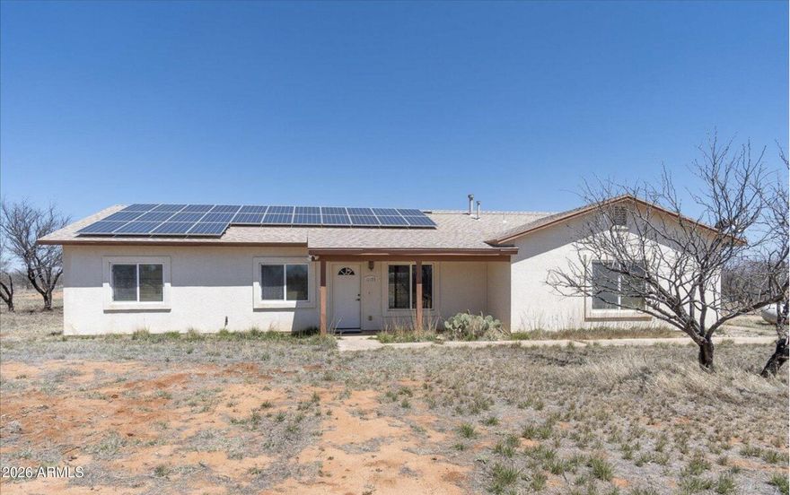 Range priced at $269,000-$279,000. Seller is motivated and willing to consider reasonable offers, including potential buyer credits/concessions.
This 4-bedroom, 2-bath home offers an open-concept layout with split-bedroom design for added privacy. The kitchen features generous cabinet storage, a center island with bar seating, and a gas cooktop. The primary suite includes a walk-in closet, and the attached 2-car garage offers laundry hookups.
Situated on 4 acres with mountain views, the property includes a prepaid solar lease through 2031, providing added utility savings. Roof replaced approximately 1 year ago. Property is served by private well and septic system.