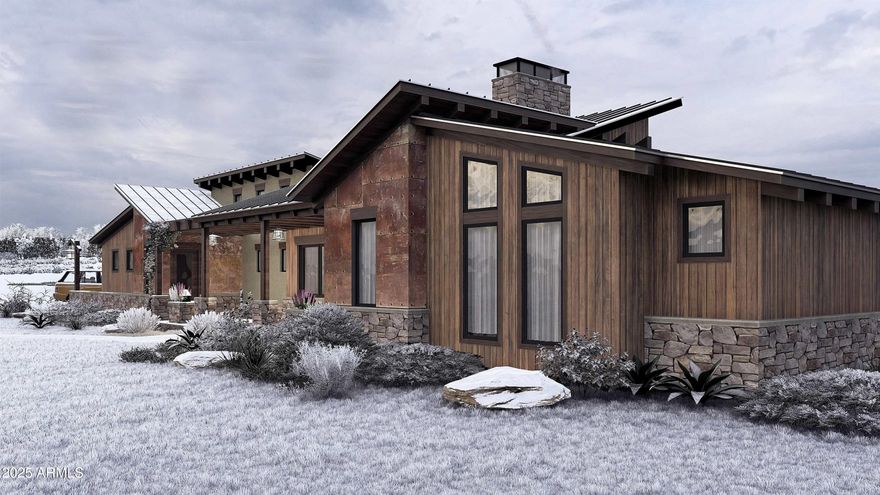 Various lots and floor plan options available! Discover the rare opportunity to build a brand-new custom home on a breathtaking 2.5-acre lot with unobstructed views of the San Francisco Peaks, just minutes from vibrant downtown Flagstaff. Situated within an exclusive gated community, this modern yet warmly designed residence offers the ideal blend of luxury, comfort, and peaceful mountain living.
This expansive 3,057 SF floor plan features 3 bedrooms, 3.5 bathrooms, a dedicated office, and a spacious media room, creating the perfect layout for work, relaxation, and entertainment. The design also includes the option to add a separate casita, ideal for guests, multigenerational living, or a private studio retreat. Or maybe you'd prefer to add an RV garage? Ask about turning your casita into a wellness center!

Whether envisioned as a year-round home or a luxurious second residence, this property offers unmatched flexibility and sophistication.

The open-concept great room showcases vaulted ceilings, a dramatic large fireplace, and oversized windows thoughtfully positioned to capture the stunning mountain vistas. The chef's kitchen is equipped with custom cabinetry, quartz countertops, and premium finishes- each element ready to be personalized to suit your taste and lifestyle.

Located within one of Flagstaff's last remaining buildable communities, this homesite offers exceptional privacy and serenity while remaining just minutes from downtown's dining, shopping, and conveniences. With room for a casita, a media room, an office, and full customization potential, this is a rare chance to design a truly bespoke mountain modern home in an unbeatable setting.

Price varies depending on lot and upgrades/additions chosen. All presales are fully customizable. Ask about our Sun Valley, Yosemite Ranch, and Yellowstone floorplans and pick your favorite lot to build it on! Floorplans attached.