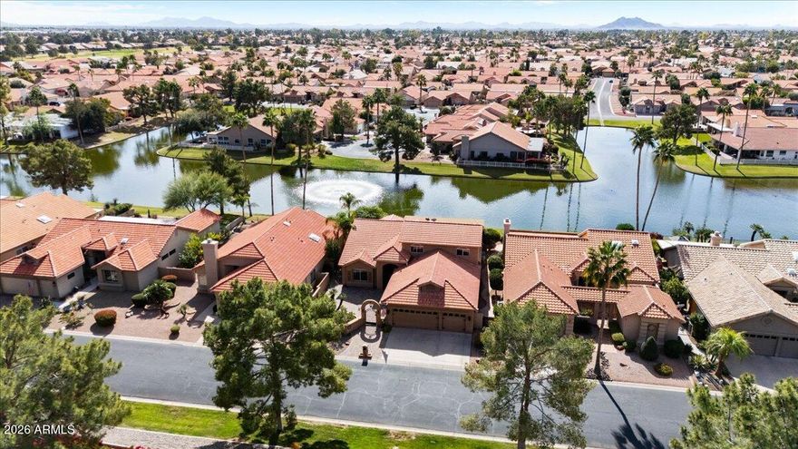 Seller willing to offer concessions towards paint with the right offer! Spacious Galleria floor plan in the highly sought-after 55+ golf course community of IronOaks at Sun Lakes, offering the opportunity to personalize one of the larger WATERFRONT homes and truly make it your own. This 4-bedroom, 3-bath listing offers 3,435 square feet of living space, including a downstairs primary suite with dual closets and a spacious 3-car garage. Enjoy breathtaking lake and fountain views from your backyard and relax under the covered patio with peaceful waterfront scenery as your backdrop. Residents enjoy resort-style amenities including golf, tennis, pickleball, pools and spas, fitness center, clubs, and on-site dining. This is the kind of space, setting, and lifestyle buyers wait for.