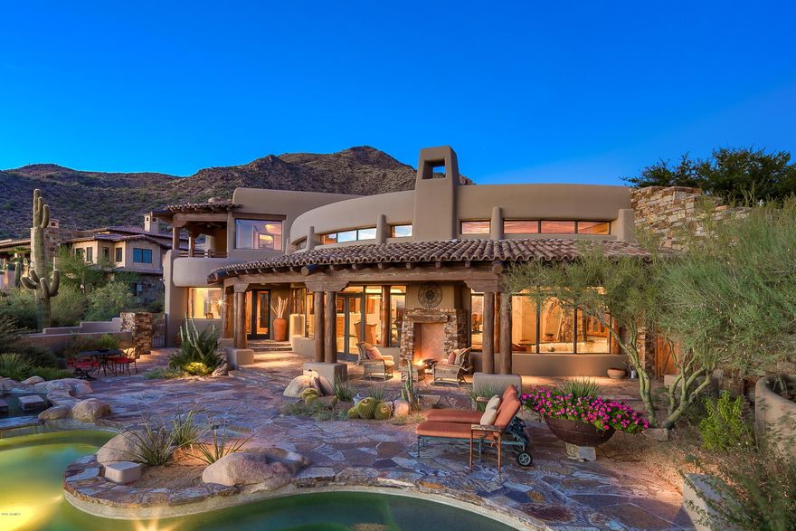 Fabulous 2017 UPDATE in Desert Mountain's Lost Star Vlg w/ stunning vistas of mountains, golf, sunsets & city lights! Bing Hu design inspired by the native Southwest, appointed with today's electronics & enhanced by artisan quality material and finishes. Bright, open plan, Home Theater, 1500+bottle Wine Cellar. Resort patio w/ all-new exquisite desert landscape. 1st & 2nd level Master Suites, Exec Office, elevator. Golf or Lifestyle memberships available.