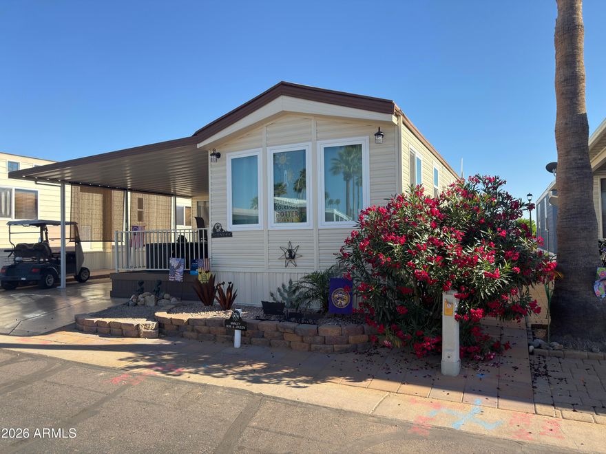 Beautifully Updated Home in Carriage Manor Resort -- 55+ Community Where You OWN THE LAND!
Welcome to Carriage Manor Resort, a premier 55+ gated community known for its vibrant lifestyle and endless amenities. This beautifully updated home offers modern comfort, low-maintenance living, and full access to one of Mesa's most active adult communities.
Inside, you'll find a fully remodeled kitchen and bathroom, featuring stainless steel appliances that convey, updated counters, refreshed cabinetry, and clean, modern finishes. The home also includes a newer A/C unit, ensuring year-round comfort, and custom shade screens on the windows for added efficiency and privacy. The spacious Arizona room provides flexible living space--perfect for relaxing, hobbies, or hosting guests. With thoughtful updates throughout, this home is truly move-in ready.
Carriage Manor residents enjoy an unmatched list of amenities, including a heated saltwater pool/spa, fitness facility, Tennis, Pickleball, Billiards, Lapidary/Silversmith, Sewing, Wood Shop, Bingo, Dances, Golf Club, and countless social activities.
Carriage Manor has 24/7 onsite security, a heated saltwater pool/spa, fitness facility, Tennis, Pickle ball, Golf Club, Billiards, Lapidary/Silversmith, Sewing, Wood shop, Bingo, Dances parties & many more activities & amenities. 
This is the perfect opportunity to enjoy resort-style living in a community that offers something for everyone. Whether you're looking for a winter retreat or a full-time home, this updated unit delivers comfort, convenience, and a welcoming neighborhood atmosphere.