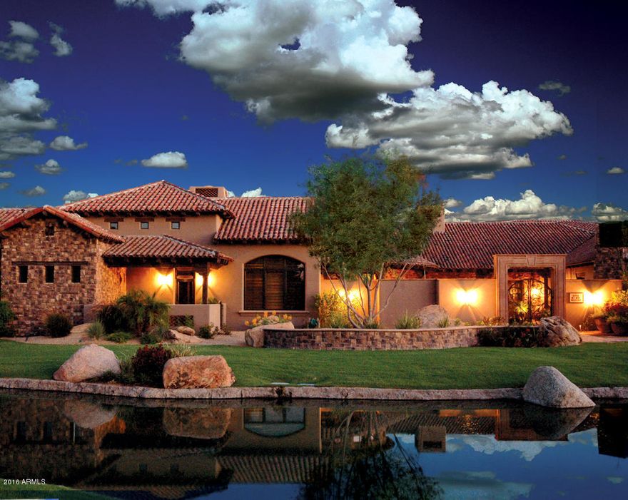 Multi-award winning custom home in highly sought after prestigious lake community. Featured on MTV Cribs, HGTV Extreme Homes, #2 Cool Home in AZ, Voted Best pool/dining room/playroom & kitchen. No detail over-looked, high level finishes.