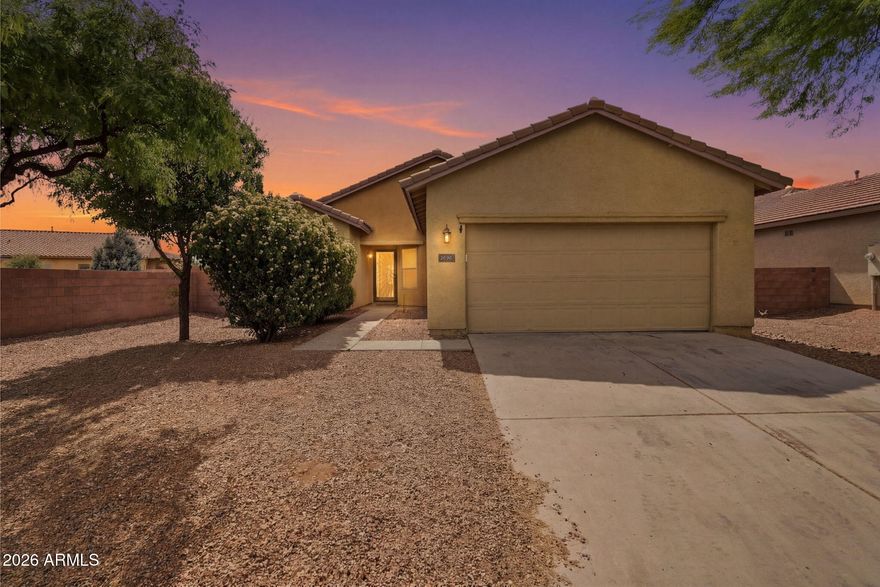 Welcome to this well maintained 3 bedroom, 2-bath home in the desirable Kartchner Vistas neighborhood, built in 2006 and offering over 1,800 sq ft of comfortable living space. Situated at the end of a quiet cul-de-sac, with NO backyard neighbors, this home provides added privacy while still being conveniently close to shopping, dining, and everyday amenities. The spacious, functional layout is ideal for both relaxing and entertaining. The kitchen features granite countertops, ample cabinet space, and includes all appliances for a move-in ready experience. A 3-car tandem garage offers plenty of room for parking, storage, or hobbies. Don't miss this rare opportunity to own in an established neighborhood at a great price!
