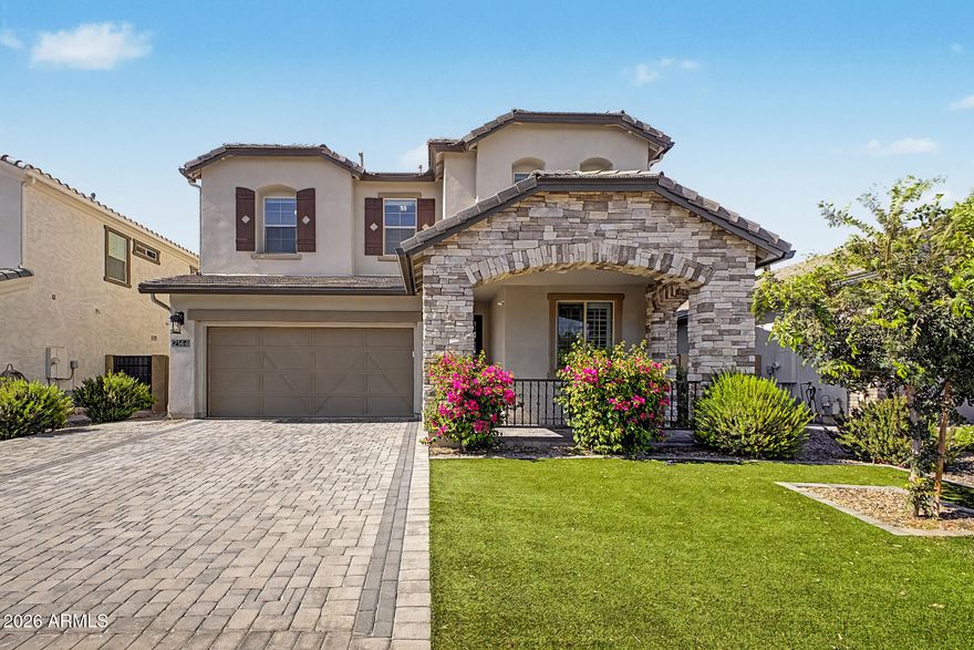 Welcome to an exceptional residence in the highly sought-after STRATFORD community of Gilbert, where modern luxury meets effortless living. Built in 2022 by Blandford Homes, 2144 E Flamingo Way offers approximately 3,000 sq ft of refined design, featuring 5 bedrooms, 4.5 bathrooms, a versatile den/bonus room, and a spacious 3-car tandem garage. The home showcases elevated finishes, expansive living spaces, and a seamless flow between the kitchen, dining, and great room--perfect for both sophisticated entertaining and comfortable everyday living. A rare and highly desirable feature is the secondary master bedroom located downstairs, offering ideal flexibility for multi-generational, The chef-inspired kitchen connects beautifully to the main living area, creating a central gathering space filled with natural light and modern appeal. Upstairs and additional bedrooms are generously sized, each thoughtfully designed for privacy and comfort.
The primary suite serves as a private retreat, featuring with tub and shower and a calming atmosphere designed for rest and relaxation. Step outside to a low-maintenance backyard with turf, designed for effortless Arizona living--beautifully finished, functional, and perfect for outdoor enjoyment without the upkeep.
Located in one of Gilbert's premier neighborhoods, this home offers close proximity to top-rated schools, SanTan Village shopping and dining, parks, and convenient access to Loop 202 and US-60.
A rare opportunity to own a nearly new luxury home in STRATFORD with this price, blending modern architecture, thoughtful design, and premium livability in one of the East Valley's most desirable communities.