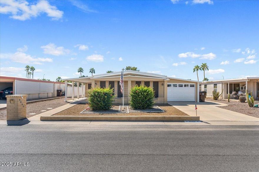 Welcome to this well maintained home in the heart of Sun Lakes! One of the only properties in this price range with a garage and a pet friendly fence! It's there, just waiting for your personal touches! Upgraded kitchen with Corian countertops and large pantry. Remodeled walk-in shower off the owner's suite. Full 2 car length garage and large utility room with workbench or parking for a golf cart. Large screened-in patio and fenced yard. Enjoy this active adult (55+) community of Sun Lakes Country Club throws many events, has a library, rec room, amenities such as pickleball, pools and spas. So much fun to be had by all!