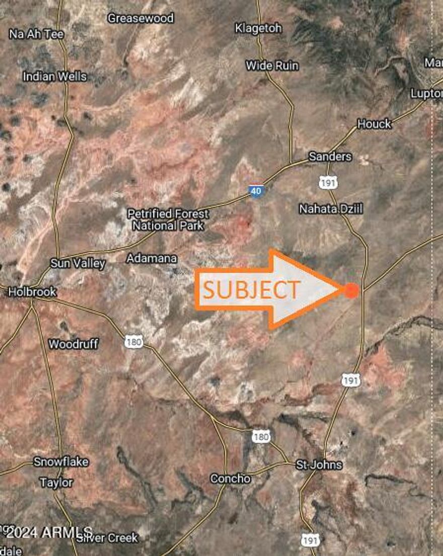 LARGE PARCEL TOTALING 18.75 ACRES LOCATED NORTH OF ST JOHNS, AZ. CONVENIENT LOCATION!! LESS THAN 2 MILES FROM THE HWY. GREAT FOR OFF-GRID/RECREATIONAL USE. THIS AREA HAS MANY COUNTY ROADS THAT ARE GREAT FOR EXPLORING. DON'T MISS THIS OPPORTUNITY TO OWN YOUR OWN PROPERTY IN NORTHERN ARIZONA WHERE YOU CAN ENJOY THE WIDE OPEN SPACE. ZONED AGRICULTURE. APACHE COUNTY APN 205-11-264. BUYER TO VERIFY SCHOOLS, ZONING / USE , UTILITIES, ACCESS & AND ALL PERTINENT INFORMATION*DIRECTIONS: US HWY 191/CR 7230 (MP 345)- WEST ON CR 7230 1.75 MILES, SOUTH ON N7218 JUST UNDER ¼ MILE TO NE CORNER OF PROPERTY. DO NOT USE ADDRESS TO LOCATE, MUST USE AERIAL MAPS & GPS COORDINATES 34.903046, -109.269742