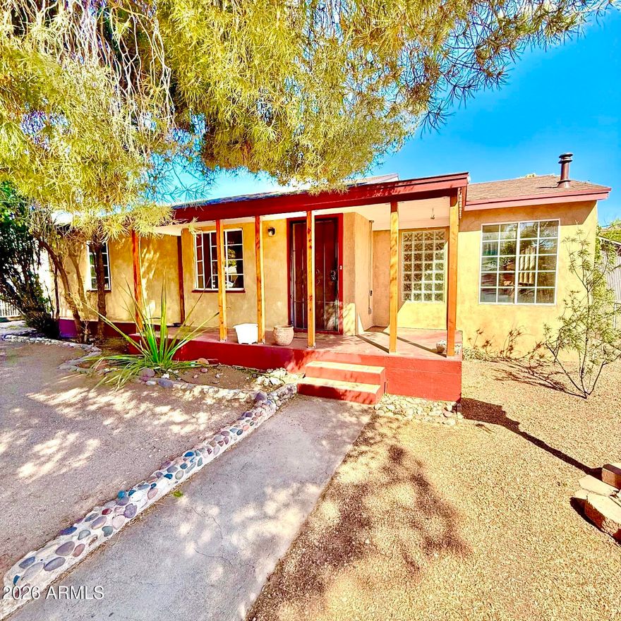 This 1956 3 bedroom 2 bath adorable bungalow offers many unique features including a sunken den/office with lots of light, custom eat-in kitchen with copper sink, luxurious master bath, BBQ patio, detached workshop with 220v, carport and secluded studio. Its mature shade trees, fenced yard, bedroom private entrance and street access both front and back add to its versatility and charm.

Its ideal location near Warren's historic district puts you moments away from parks, restaurants, shops and services with Copper Queen Community Hospital, Bisbee public schools, Police, Fire Dept and Dollar General all just a 5 minute drive or less! Make this beautiful home in Warren's quiet and sequestered East Galena subdivision your own private sanctuary!