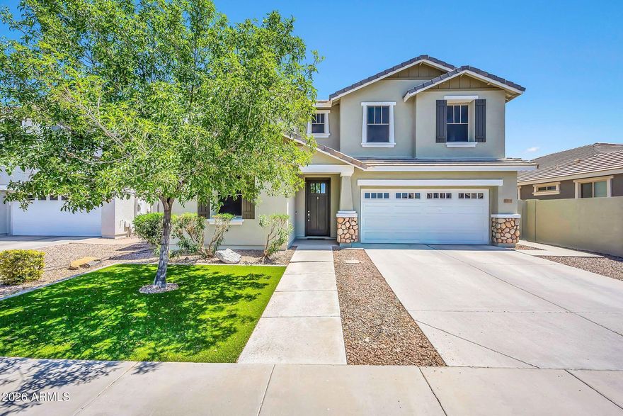 In the highly desired gated community of Lehi Crossing, you will find that 5 bed gem! Gather in the great room around the electric fireplace, perfect for dining and entertaining which flows into the large attached kitchen with a center island, granite countertops, and abundant cabinet space. The fully landscaped yard features pet friendly turf and mature trees. Upstairs, relax in the master suite with dual sinks and a massive walk in closet, and appreciate the conveniently located sizable laundry room near the bedrooms. Adjacent to community walking paths and parks, this quiet gated neighborhood explains why this home is in such high demand.