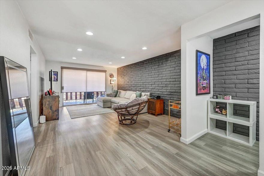 Located in Scottsdale Park Place and just minutes from Old Town Scottsdale, Fashion Square, world-class dining, entertainment, and endless biking trails. This tastefully updated condo offers the perfect blend of style and convenience. Light, bright, and contemporary throughout, it features a contemporary kitchen with stainless appliances, a spacious living room highlighted by a brick accent wall, and brand-new roller shades that add a clean, elevated feel. The generous bedroom also includes new roller shades and a walk-in closet, while the bathroom has been updated with a modern finish. Enjoy community amenities including a pool, BBQ area, and fitness facility, all in a prime location where you can easily ride your bike to Old Town Scottsdale and enjoy everything the area has to offer.