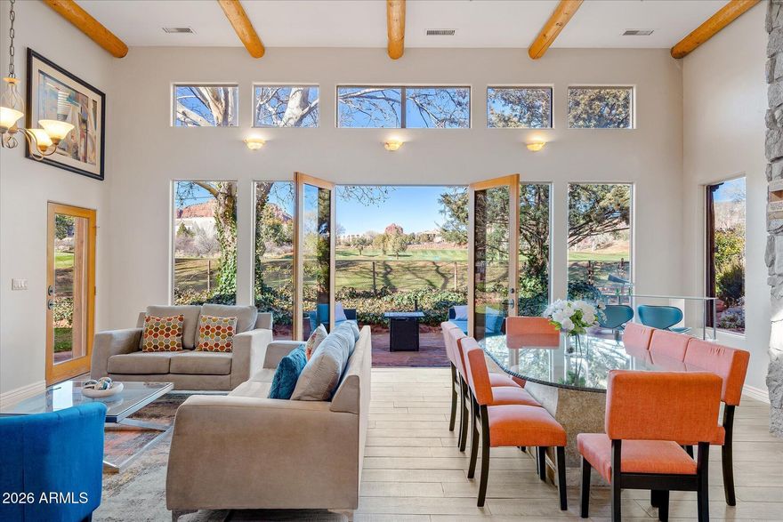 Discover the charm of Sedona with this exquisite 6-room bed and breakfast.  Nestled beside the Sedona Golf Course, the new owner can embrace the warmth of the Southwest with this adobe-style retreat, boasting high ceilings, enhancing its cozy architecture. Each guest room provides privacy and comfort, complete with individual bathrooms for a restful stay.
Guests can enjoy breakfast in the communal seating area, fostering a friendly atmosphere. This shared space encourages interaction and offers a perfect spot for morning relaxation with picturesque views. Whether you're an investor or an owner-operator, this property is a versatile choice. Its blend of privacy and community, coupled with its prime location, makes it a standout in the hospitality market.