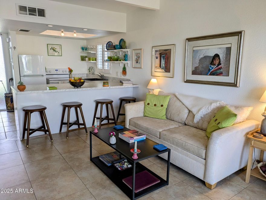 Charming 1-bedroom, 1-bath townhome in the heart of Fountain Hills! This updated 576 Sq. ft. retreat features a remodeled kitchen, upgraded bathroom features new vanity and tile surrounds in the shower, and inviting open living space, spacious bedroom with expansive storage and closet space.
Enjoy morning coffee on your private back patio or enjoy the court yard/pool area just steps away from the front door.
Perfectly located and walking distance to near shopping, dining, and Fountain Park, home to the iconic fountain and Veterans Memorial. 
Experience the serene beauty and stunning Desert, park and Four Peaks mountain views from your new Arizona getaway! Perfect for a winter visitor & for those that desire a quaint quiet no fuss outdoor lifestyle.
A Must See !