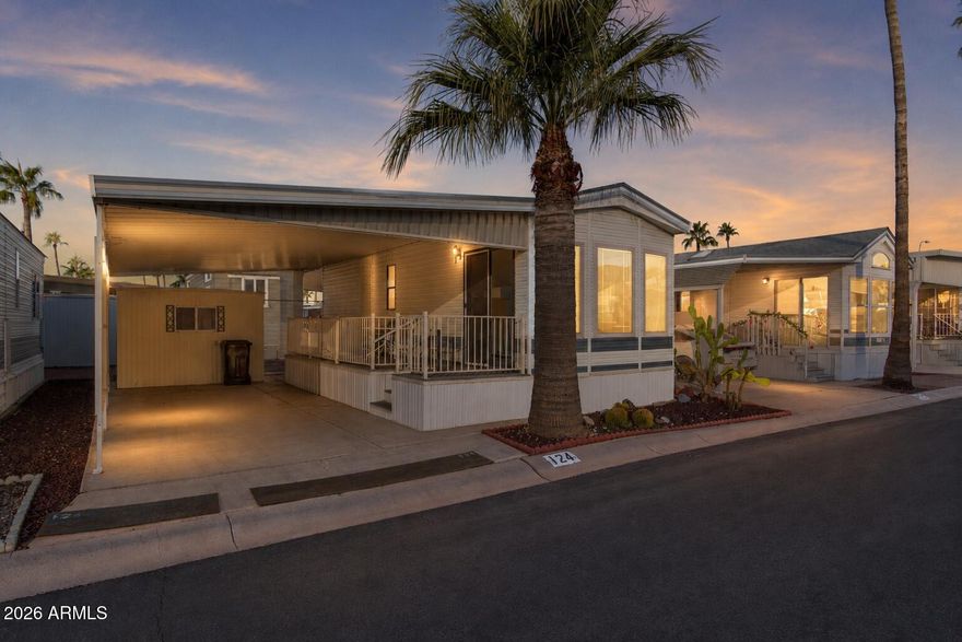 Welcome home to Golden Vista, a vibrant 55+ community where you OWN THE LAND! This light and bright home features BRAND NEW carpeting throughout and is ideally located near the clubhouse for easy access to all the fun while still offering a peaceful retreat. Residents enjoy incredible amenities including a heated pool & spa, wood shop, billiards, library, putting green, batting cages, and a full calendar of social events. The spacious storage shed includes a full-size washer & dryer plus extra room for hobbies or storage. Enjoy peace of mind with a newer roof and newer water heater. Come see why everyone loves the Golden Vista lifestyle!