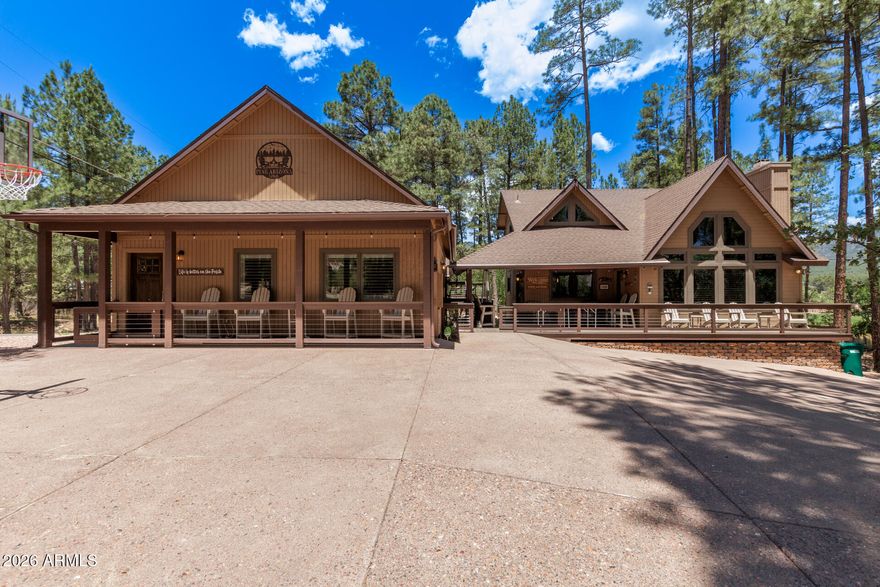 TWO,TWO,TWO Cabins in One! 2 kitchens, 2 laundry rooms, 2 car extended garage, game room and Bunkhouse! Escape to the COOL Peaceful Pines! (20-25 degrees cooler than PHX)! I This is just a VERY special place period! Honestly there is something about it - the minute you park in the driveway all the stress in your world evaporates! - Currently a VERY successful Airbnb ($280,000 in income generated in 3 Years) OR move in and enjoy it year around! You will not be disappointed! Main cabin - 2 bedrooms plus loft, 2 baths and ''Bunkhouse'' (Basement!) Guest Cabin built in 2022 1 bedroom 1 bath - Don't miss the game room above the garage with pool table and karaoke machine! - Never lose power w/ Generac connected to both homes! TURN KEY READY! transferrable home warranty