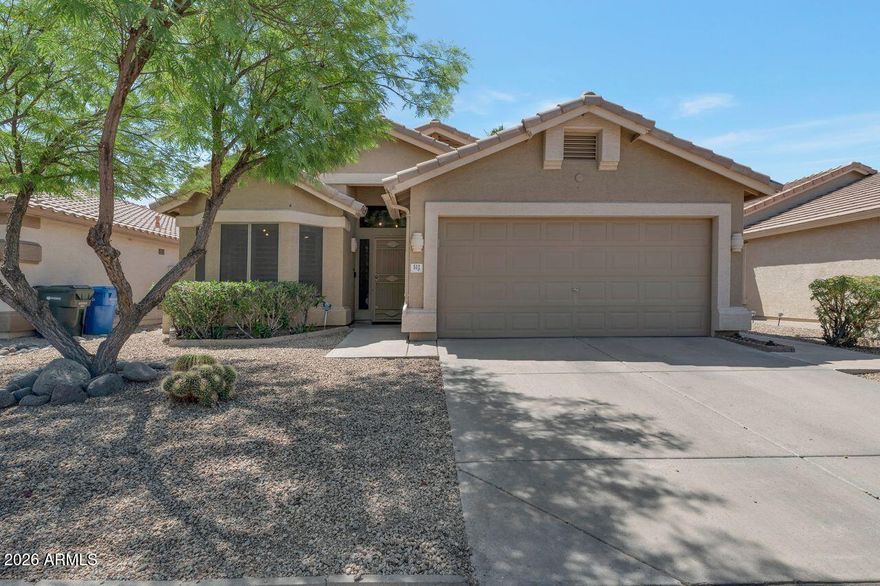 Welcome to this beautifully maintained 3-bedroom, 2-bath home located in the desirable Arroyo Crossing community of Phoenix. Offering a perfect blend of comfort and functionality, this home features an open-concept floor plan designed for modern living.
The spacious kitchen is the heart of the home, complete with ample cabinetry, generous counter space, and a seamless flow into the dining and living areas--ideal for both everyday living and entertaining. The primary suite provides a private retreat with a well-appointed en-suite bath and a walk-in closet.
Two additional bedrooms offer flexibility for guests, a home office, or hobbies, while the second full bath is thoughtfully designed for convenience. Step outside to a low-maintenance backyard, perfect for relaxing or creating your own outdoor oasis.
Situated in Arroyo Crossing, residents enjoy access to nearby parks, walking paths, and convenient proximity to shopping, dining, and major freeways--making commuting and everyday errands a breeze.
This move-in ready home is an excellent opportunity to enjoy comfortable living in a well-connected Phoenix location.