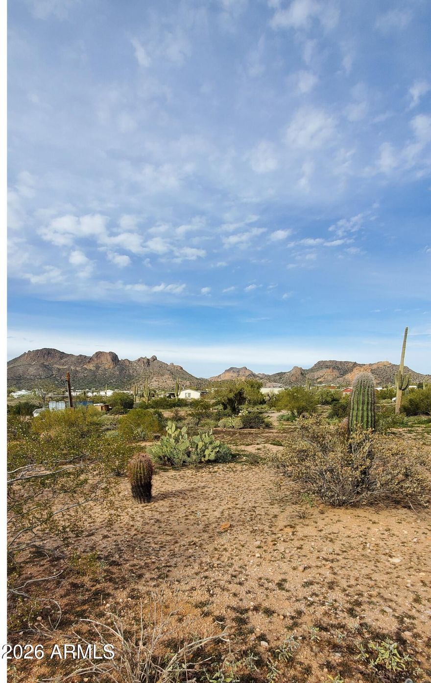 This 1.25-acre parcel offers amazing views of the Superstition Mountains and endless possibilities.  With the perfect blend of privacy, space, and natural desert beauty your dreams of a custom home, a desert getaway, or manufactured home are all within your reach with this spot along with nearby hiking and riding trails and the salt river for all your recreation needs.