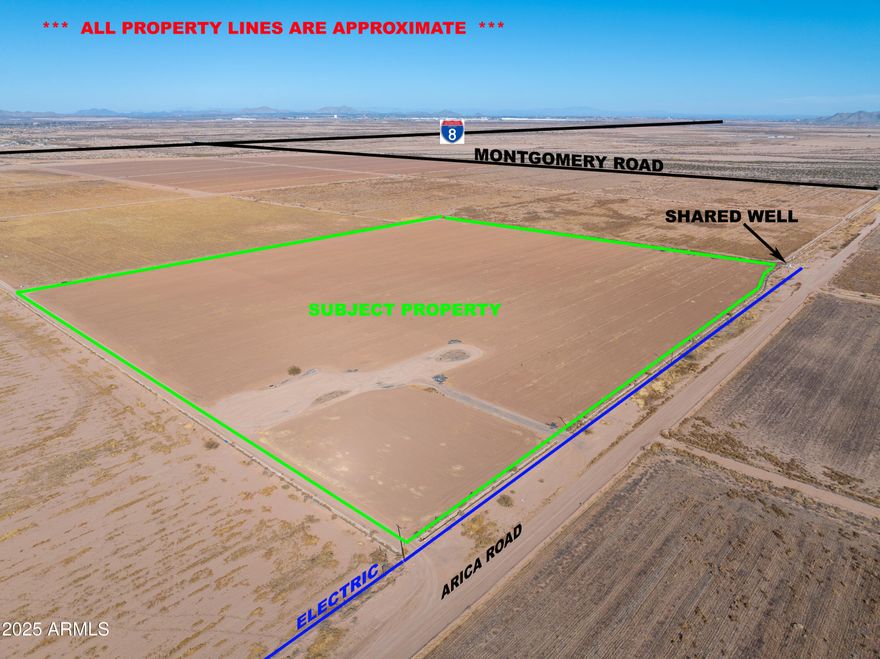 THIS IS A VERY CLEAN, FLAT, PREVIOUSLY FARMED PARCEL OF 40.33 ACRES JUST OFF PAVED MIDWAY ROAD, LOCATED 1 MILE SOUTH OF INTERSTATE 8. PROPERTY HAS IRRIGATION WATER RIGHTS, AND A 1/16TH INTEREST IN A MASSIVE IRRIGATION WELL. ELECTRICITY IS AT PROPERTY LINE. PROPERTY IS CURRENTLY LEASED TO A FARMER UNTIL END OF YEAR. LEASE MAY BE CANCELLED IF NEEDED DEPENDING ON CURRENT CROP.  ATTESA MOTORSPORTS COMPLEX UNDERWAY JUST 2 MILES TO THE EAST. LUCID MOTORS AND TRACTOR SUPPLY LOCATED JUST 10 MILES FROM PROPERTY. LASER LEVELED IRRIGATED FARMLAND IS THE MOST DESIRABLE LAND THERE IS. THIS PROPERTY HAS ELECTRIC AT PROPERTY LINE AND SHARED INTEREST IN MASSIVE WELL. BETTER HURRY!