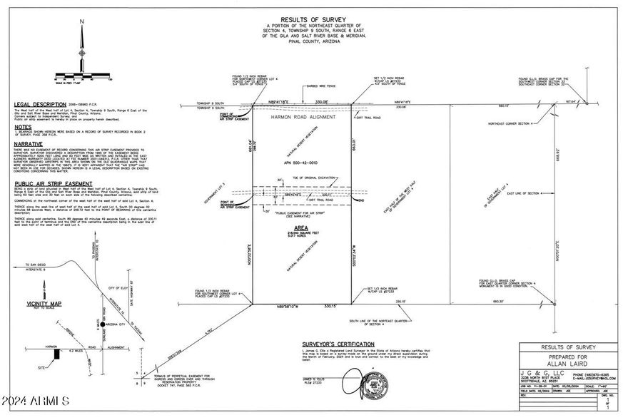 Looking for serenity and privacy?  This is a perfect off grid living property! Sawtooth mountain views with high end upscale developments at foothills! Large 5 acre horse area, can be Minor land division four 165 x330 parcels. Split and sell some off and keep some for yourself! Harmon Road is a township line and will eventually become major east west connector route from Thornton Rd to Harmon Rd/ I-10 near Picacho Peak / Red Rock Area. Near the proposed I-11 Canamex Highway! Land surveyed and recorded in 2024. Property is  priced to sell and waiting for you. This is an amazing opportunity to own acreage and also a great time to invest in land for the huge potential of future development in one of the fastest growing counties in the country. Land surveyed, corners staked and  recorded in 20