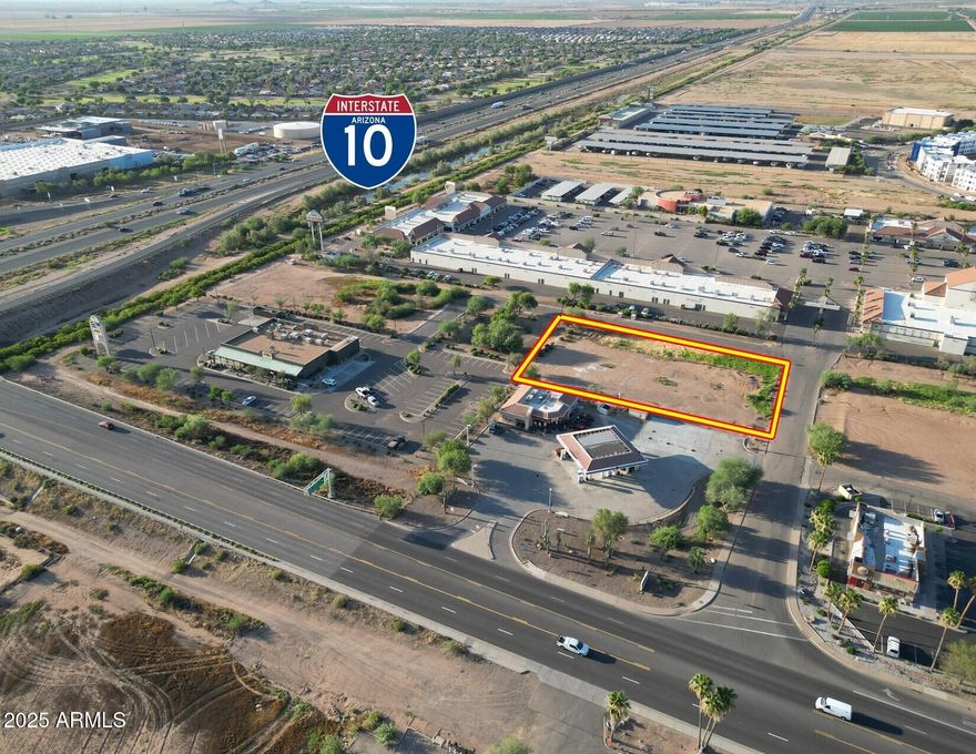 Rare investment opportunity for high-visibility land in Casa Grande, Arizona. Located immediately adjacent to the I-10 Freeway, this property consists of two lots totaling approximately 0.9 acres and is ideal for commercial development.The location benefits from high traffic counts and is surrounded by established national retail and medical neighbors, including Burger King, ARCO, Cracker Barrel, Dutch Bros, QT, and Banner Hospital. All utilities are already in place, making the site ready for construction. Seller-carry financing is available with a strong down payment. Please reach out to the listing agent  for additional information or to discuss this opportunity further.