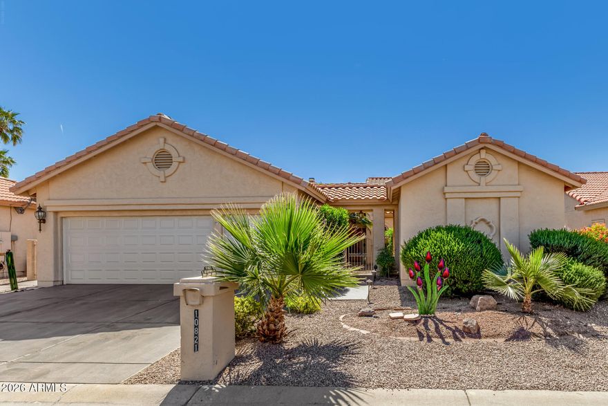 This lovely Barcelona floor plan with casita is located in gated Palo Verde at Sun Lakes. Welcome into the spacious Living Room and Dining room with vaulted ceilings, two way fireplace, and plenty of windows which makes it light and bright.   It features an extra space for den or office. The chef's kitchen has lots of custom cabinets, kitchen island and granite countertops.  Great area for entertaining.   3 Bedrooms, 3 Baths. Spacious primary suite features sitting area, large walk in closet.  Cozy casita in the courtyard is perfect for guests.   Laundry room, 2 car garage with golf cart garage.  Relax on the back patio enjoying your favorite beverage.  A MUST SEE!