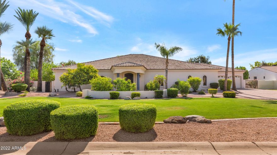This home is very likely the best value in all of Paradise Valley. The location is ideal being both walkable to Fashion Square Mall & Old Town Scottsdale, while also located on a quiet cul-de-sac. This custom home was completely rebuilt in 2003 (including foundation) & was last updated in 2015. The home is move-in ready or remodel to make your dream home w/ gorgeous views of Camelback Mountain. 3/4 acre lot w/ room to build guest house/more. There are too many features to list, but some include wrought-iron atrium entry, dome-ceiling great room, 3 car garage, 4 fireplaces, 300-bottle wine vault, Alderwood cabinetry & doors, open concept kitchen, butler's pantry, primary suite w/ dual bathrooms & large walk-in closet. Outside features BBQ w/ pizza oven, fireplace & pool w/ water feature.