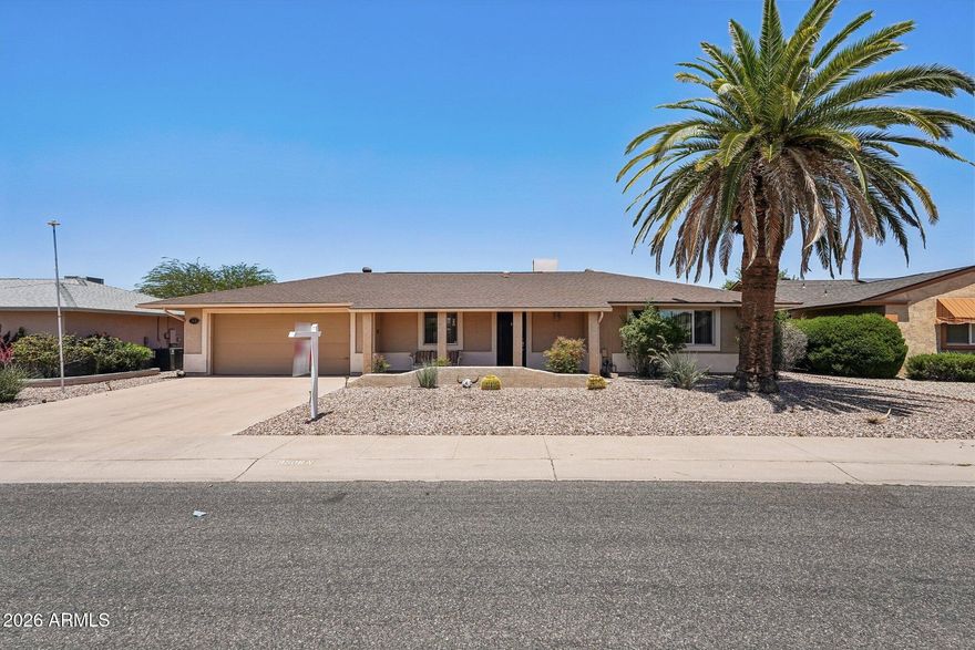 This Updated 2 BR, 2 Bath, 2 Car Garage w Den or Crafts room .  The Kitchen has granite counter tops w SS Steel Appliances.  Both Bathrooms have been updated w Tile.  The AC was replaced in 2021 & the roof replaced in 2016.  This house has been maintained & has been pre inspected & issues addressed.  All the amenities of Sun City and more