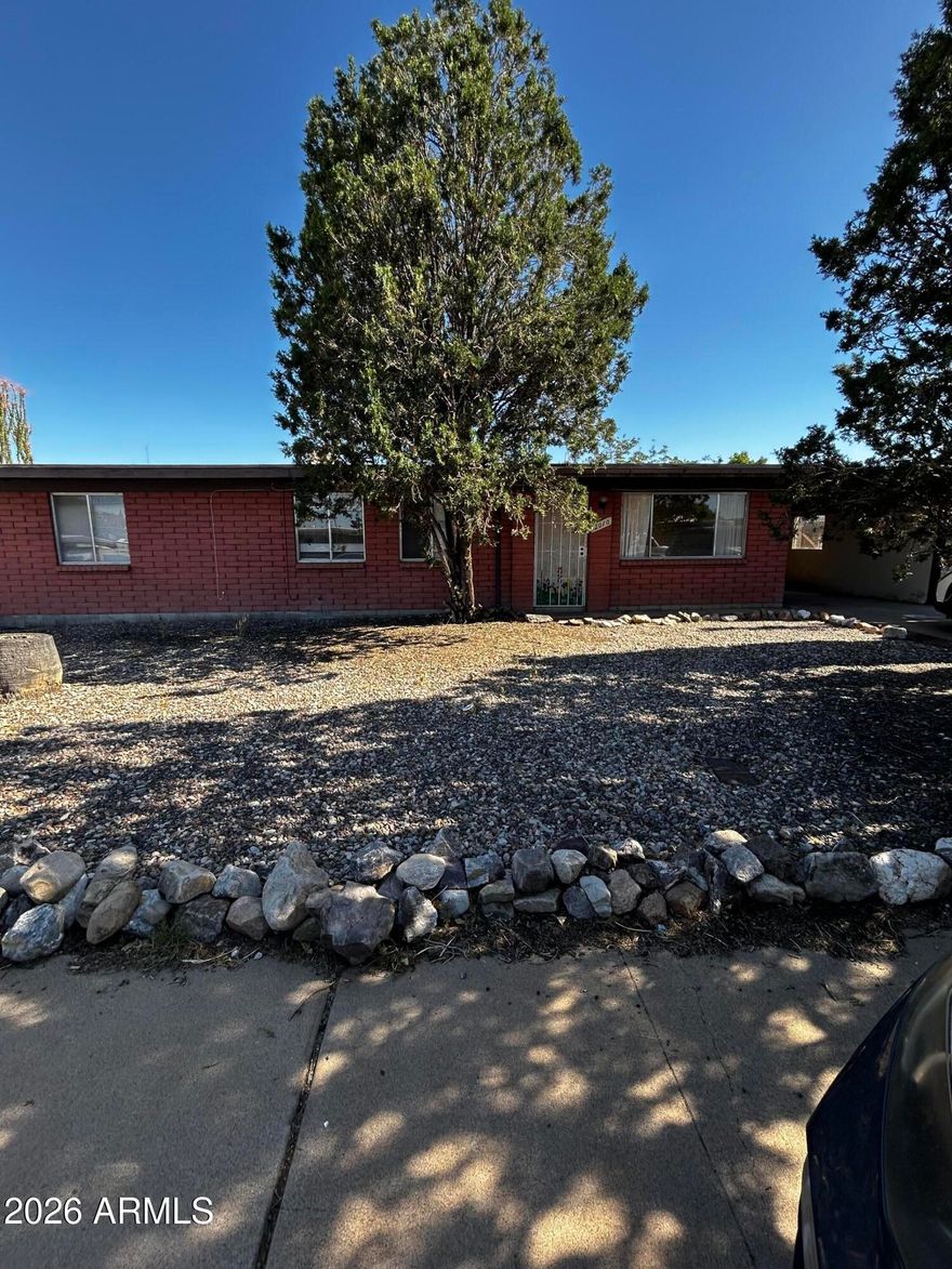 This 3-bedroom, 2-bathroom ranch-style home is offered as-is -- perfect for investors or buyers looking to build equity. At 1,290 sq ft, the home features single-level living, an Arizona room, a spacious backyard, and a covered carport.

The location can't be beat -- walking distance to stores and everyday essentials, close to local schools, and just minutes from Fort Huachuca. A great opportunity for military families, first-time buyers, or investors alike.
