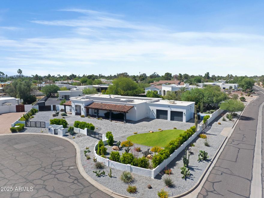 This thoughtfully designed residence offers the perfect balance of luxury, functionality, and family-friendly living. Set on nearly an acre and zoned for the top-rated SUSD ''C'' schools, the main home features a spacious primary suite, a versatile two-room junior suite ideal for older children or guests, and three additional bedrooms. The open-concept kitchen and great room create a welcoming space that flows seamlessly into the expansive backyard, complete with a sparkling pool and multiple entertaining areas. A detached two-room guest house and separate office structure provide excellent flexibility for extended family, visitors, or remote work. Additional highlights include a large laundry room, garage with evaporative cooler, and owned solar. Make this home yours today!