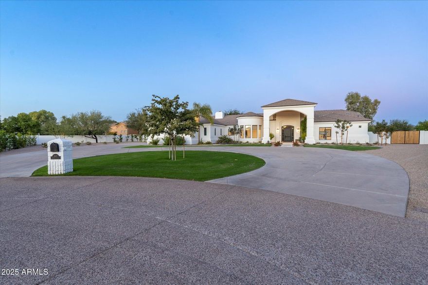 Completely, right to the studs, reimagined in 2022 to create transitional elegance to the nines and can be sold furnished. Family Style Residence yet chic; on a quiet Cul-De-Sac, 1.2 acre pie-shaped lot, views of the McDowell Mountains; NO HOA! All on one level living; featuring a gorgeous ''out of a magazine'' look, with high end quality cabinetry, tiles and fixtures throughout. Top of the line appliances, stylish wide plank wood flooring, wide baseboards, 5 bedrooms, 4.5 bathrooms, partially light and bright guest quarters on the lower level, room for a sport court, pickleball, tennis, BBQ - Guest Home or RV Garages. Expansive motor court leads into a fantastic Garage setup for car lovers who value space, natural light and ease of access.  Don't miss this home....