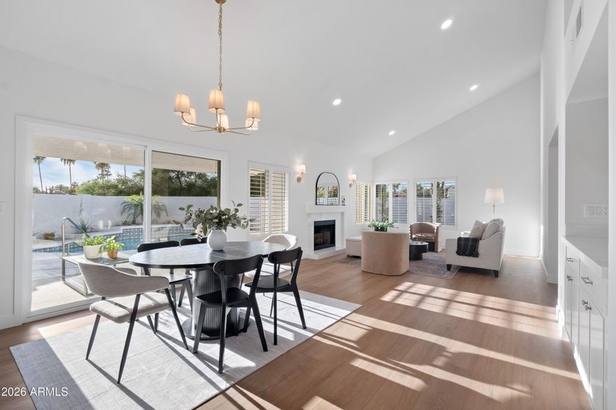 Beautifully remodeled home in Scottsdale Ranch showcasing a clean, timeless design that is truly turnkey! Fully updated throughout with new bathrooms, upgraded cabinetry & quartz countertops, luxury vinyl flooring, new stainless steel appliances, fresh interior & exterior paint, & thoughtfully selected finishes throughout. Subtle custom touches add both function & character! Primary suite includes a private patio & a spacious ensuite featuring an oversized walk-in shower. Step outside to a private backyard oasis complete with a sparkling pool, new landscaping, & mountain views--perfect for enjoying Arizona sunsets or entertaining. Enjoy Scottsdale Ranch amenities, including scenic walking paths, parks & access to Lake Serena. Conveniently located near top-rated schools, shopping & dining.
