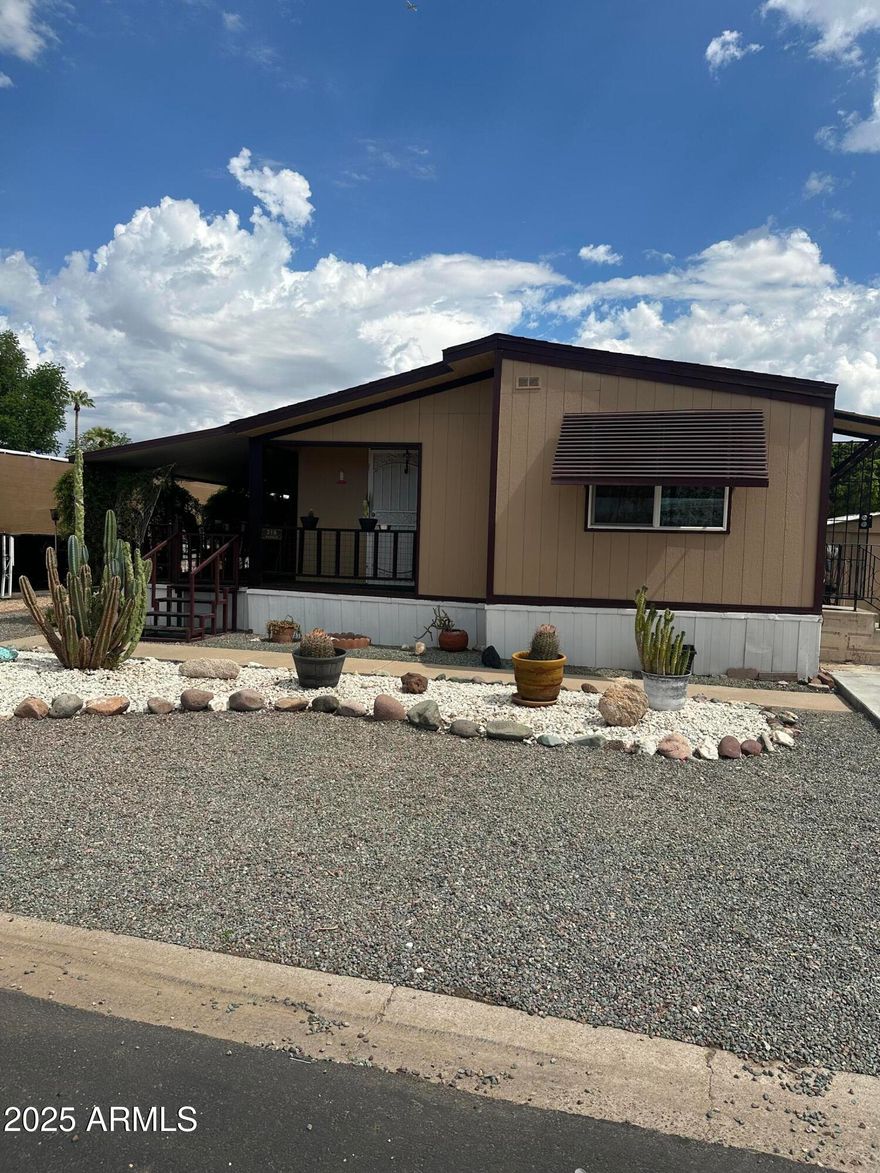 Welcome Home! This double wide manufactured home, built in 1973 and measuring 24 x 52 offers a large living space and welcoming covered patio deck, great for outdoor BBQ or morning coffee. Recent upgrades include all new master bathroom, complete with Tile shower and double vanity, new faucets and new tile flooring. New Roof 2024, All new Pex water lines 2024, Exterior New siding 2023 and Freshly painted exterior 2025. New Windows 2023 and inside drywall with the exception of kitchen and hall bath. Two outdoor storage sheds and a 2 car concrete driveway! The community offers an array of amenities, including a refreshing swimming pool and clubhouse equipped with kitchen and sauna, horseshoes, shuffleboard, a billiard room, laundry facilities and Fitness center