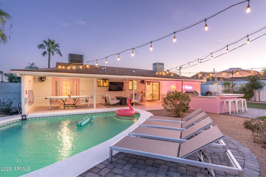 Welcome to Pink Cactus--the original themed bachelorette STR in Scottsdale, AZ, famously featured in the The New York Times. This fully furnished 4 bed, 3 bath Old Town Scottsdale Prime location near top dining, shopping, and nightlife makes it ideal for short-term rental, second home, or hybrid use. Designed for groups, it features vibrant interiors and a private backyard with heated pool, turf, mural, fire pit, BBQ, and lounge areas. A turnkey investment--save $80K+ in setup costs and start earning immediately.