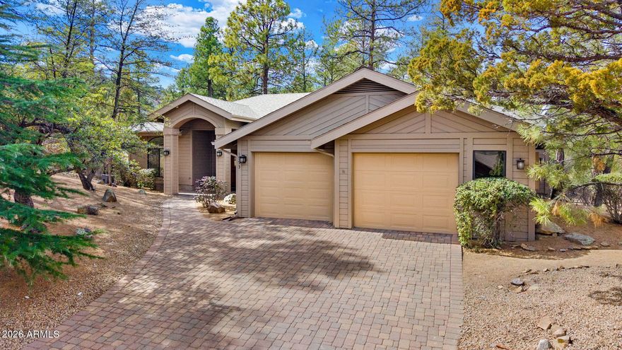 First time on the market! This spacious and thoughtfully designed 4-bedroom home in the highly desirable Timber Ridge community is truly a rare find. Set at the end of a quiet cul-de-sac, the property sits on one of the largest parcels in Timber Ridge--an exceptional .97-acre lot that was originally three and a half separate lots, now combined into one expansive homesite.
Surrounded by towering pines, the setting feels like your own private park, complete with a seasonal creek and two generous decks that offer peaceful outdoor living and exceptional privacy. Inside, the open-concept main level is both functional and inviting, with soaring vaulted ceilings and a seamless flow between the living room, dining area, and kitchen. The living room features a stunning picture window, stone firepl exclusively to one side of the home and includes a sizable walk-in closet and french doors leading to a large deck. 2 additional bedrooms and a full bathroom grace the opposite side of the main level, creating ideal separation for family or guests. Downstairs, a versatile lower-level retreat with its own bath and patio access can function as a guest suite, media room, office, or multi-generational living space. Plenty of storage and an oversized 2-car garage complete the package. New exterior and interior paint and new flooring throughout, truly make this property move-in ready. Come claim your new life of comfort, privacy and tranquility in the temperate mountains of Prescott - Timber Ridge living at its best!