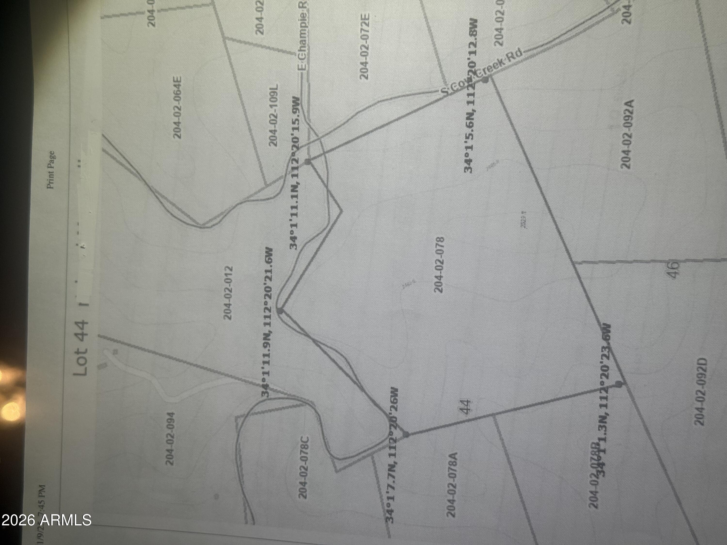 xxx Lake Pleasant /Cow Creek Road -- -