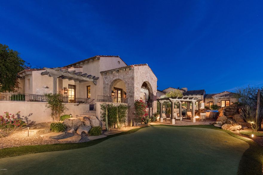 Sold price reflects price of home only. Original list price reflected the furnishings being included. Furniture was sold via separate bill of sale. Truly one of a kind hillside estate home meticulously created by a professional design team. Hillside panoramic views of city skyline & lights. Luxurious amenities and furnishings throughout. Home automation system for audio, TV's, lighting and security. gourmet kitchen; temperature controlled wine room; theater room; game room; library/den; resort style back yard with sparkling pool and spa; putting green; outdoor kitchen includes a pizza oven; outdoor living room with built in TV and fireplace; built in patio heaters; Separate guest house; 6 fireplaces;Truly a spectacular property and irreplaceable at this price.